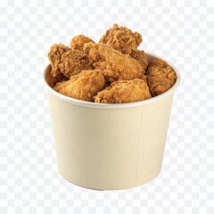 abstract 3d  Paper bucket of fried chicken in different colour style white background	

