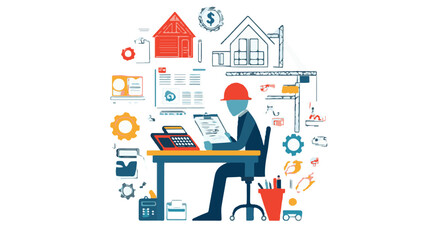 Construction Project Management Vector Illustration