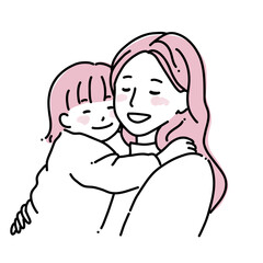 目を閉じる母娘