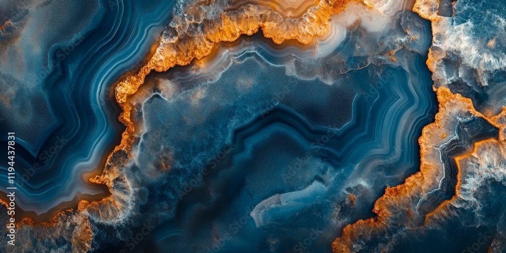 Poster detail of a translucent agate slice, showcasing intricate natural patterns and textures of minerals.