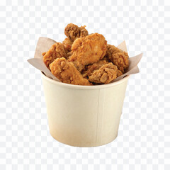 abstract 3d  Paper bucket of fried chicken in different colour style white background	

