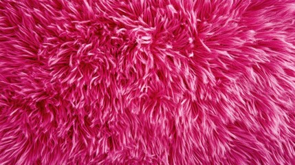 Fototapeta premium A vibrant pink fur texture viewed from above, capturing the intricate details of shaggy wool for a stylish and modern sheepskin design