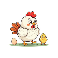 Cute Chicken Hen Standing Cartoon Vector Icon Illustration Animal Nature Icon Isolated Flat Vector