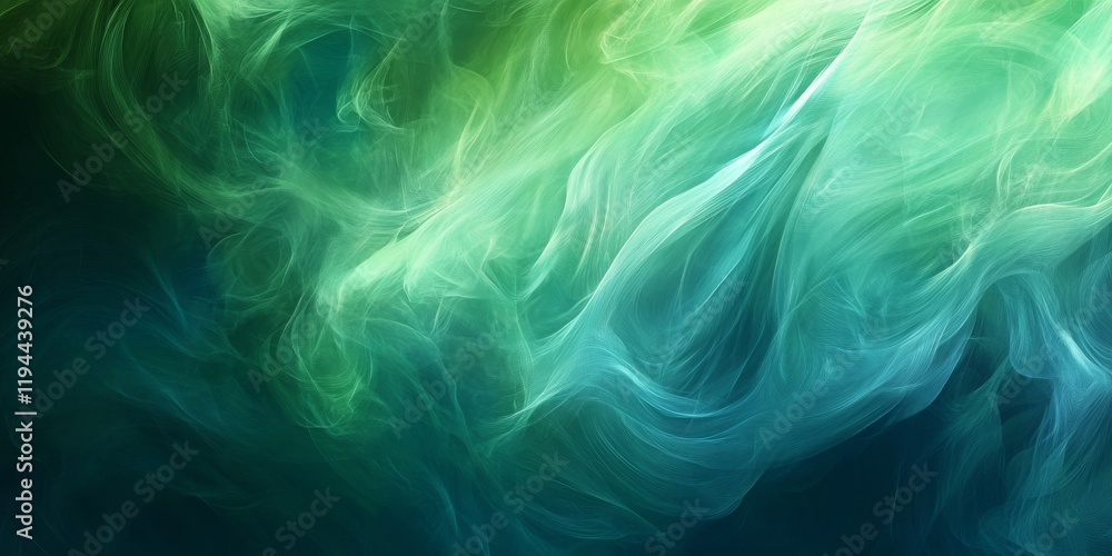 Poster harmonious abstract background image featuring a blend of green and blue colors, creating a tranquil
