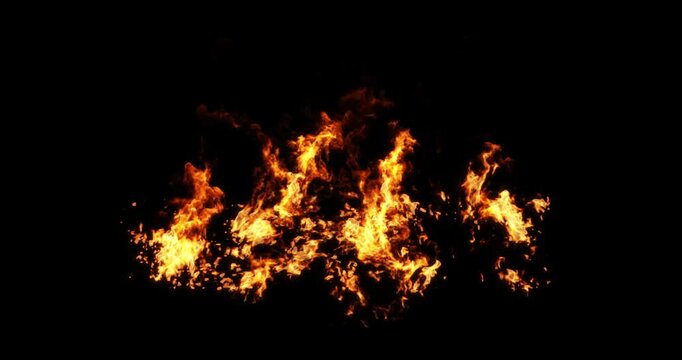 Wall flames fire rising intense on dark backgrounds rendering