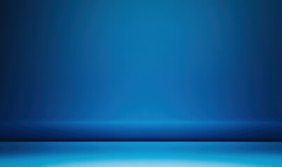 Panoramic abstract blue wall background for product presentation with sunlight and blurred shadows wall. Podium studio background