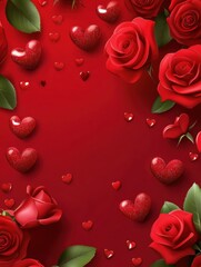 valentines day background with hearts and roses