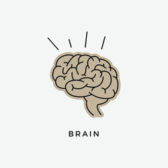 Human brain icon with editable stroke outline, Brain editable stroke outline icon