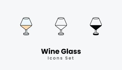 Wine Glass Icons thin line and glyph vector icon stock illustration