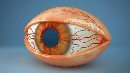 Detailed 3d illustration of human eye anatomy showcasing the inner structure and features