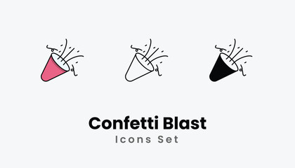 Confetti Blast Icons thin line and glyph vector icon stock illustration