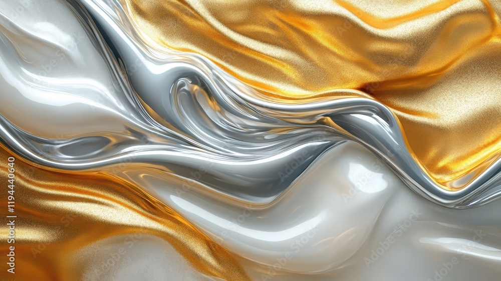 Aufkleber metallic gold and silver waves creating a smooth and luxurious abstract texture