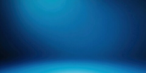 Panoramic abstract blue wall background for product presentation with sunlight and blurred shadows wall. Podium studio background