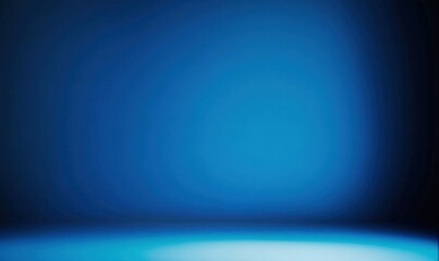 Panoramic abstract blue wall background for product presentation with sunlight and blurred shadows wall. Podium studio background