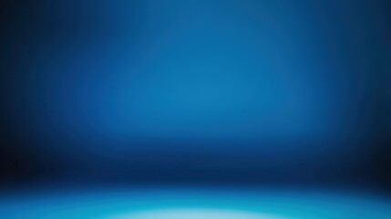 Panoramic abstract blue wall background for product presentation with sunlight and blurred shadows wall. Podium studio background