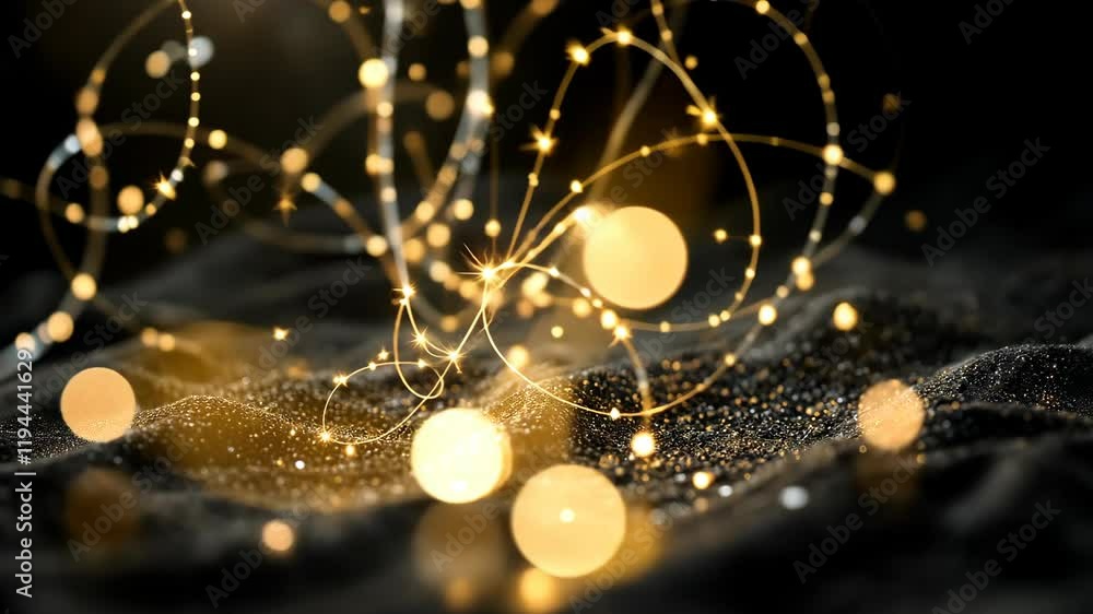 Poster abstract glowing light trails dance over sparkling surface in mesmerizing motion sequence