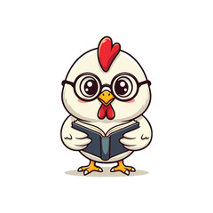 Cute Chicken Hen Standing Cartoon Vector Icon Illustration Animal Nature Icon Isolated Flat Vector