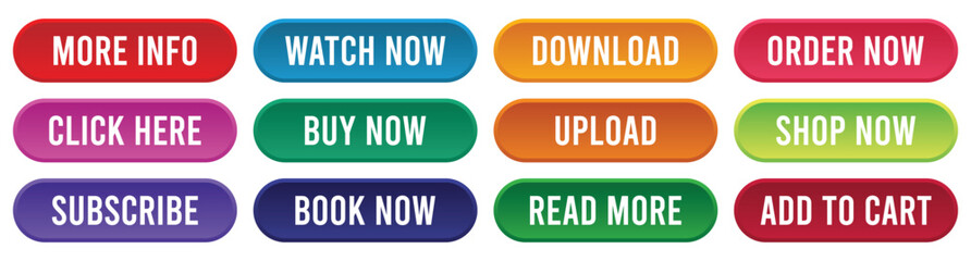 Set of ecommerce web buttons icon vector.