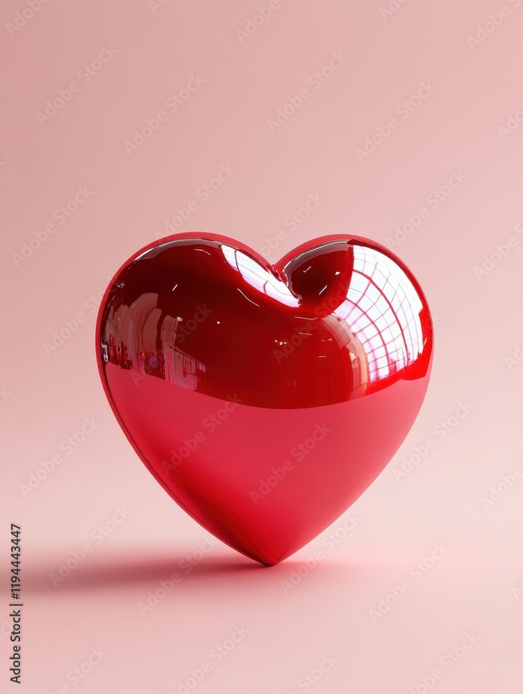 Poster valentine concept set 3d red heart object isolated on pink background for graphic decorate. 3d rende