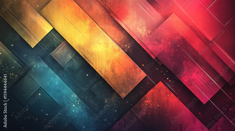 Aufkleber vibrant geometric abstract art with multicolored overlapping rectangles
