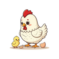 Cute Chicken Hen Standing Cartoon Vector Icon Illustration Animal Nature Icon Isolated Flat Vector