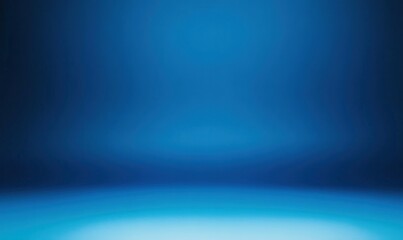 Panoramic abstract blue wall background for product presentation with sunlight and blurred shadows wall. Podium studio background