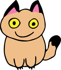 happy smiling siamese cat with black ears yellow eyes and black tip tail