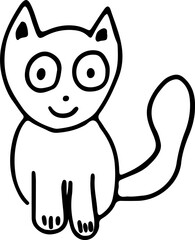 funny funny cat with big eyes sits smiling and looking at the camera