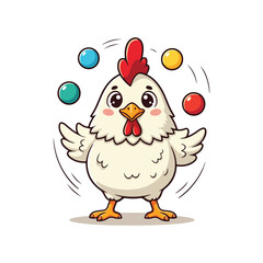 Cute Chicken Hen Standing Cartoon Vector Icon Illustration Animal Nature Icon Isolated Flat Vector