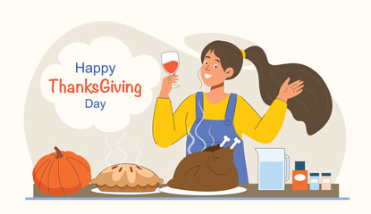 A festive family gathering around a dinner table, celebrating Thanksgiving with turkey and laughter, embodying warmth and tradition.