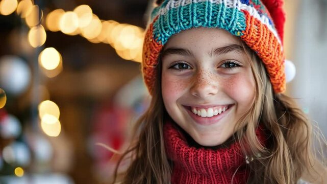 A happy girl learns about festive patterns, creating unique designs for holiday-themed events