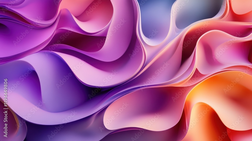 Aufkleber vibrant abstract waves with soft gradient hues and flowing shapes