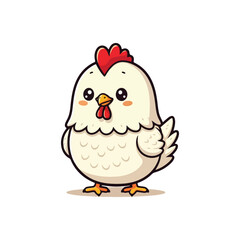 Cute Chicken Hen Standing Cartoon Vector Icon Illustration Animal Nature Icon Isolated Flat Vector