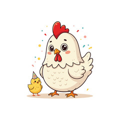 Cute Chicken Hen Standing Cartoon Vector Icon Illustration Animal Nature Icon Isolated Flat Vector
