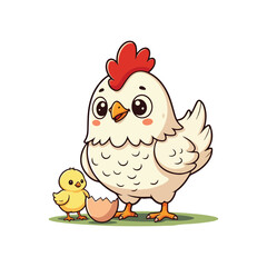 Cute Chicken Hen Standing Cartoon Vector Icon Illustration Animal Nature Icon Isolated Flat Vector