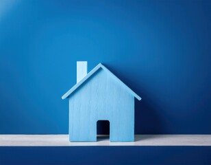 blue house mock up, real estate concept, blue background