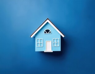 Obraz premium blue house mock up, real estate concept, blue background