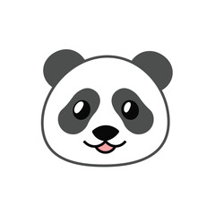 Carton vector panda face illustration. Cute panda face isolated on white background. 