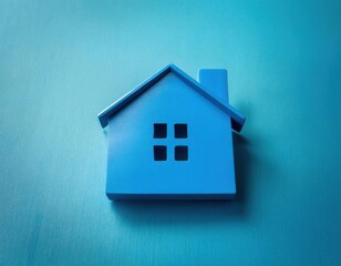 blue house mock up, real estate concept, blue background