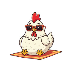 Cute Chicken Hen Standing Cartoon Vector Icon Illustration Animal Nature Icon Isolated Flat Vector