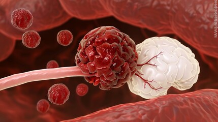 Fototapeta premium Detailed 3d illustration of brain cancer highlighting the presence of a tumor within the brain
