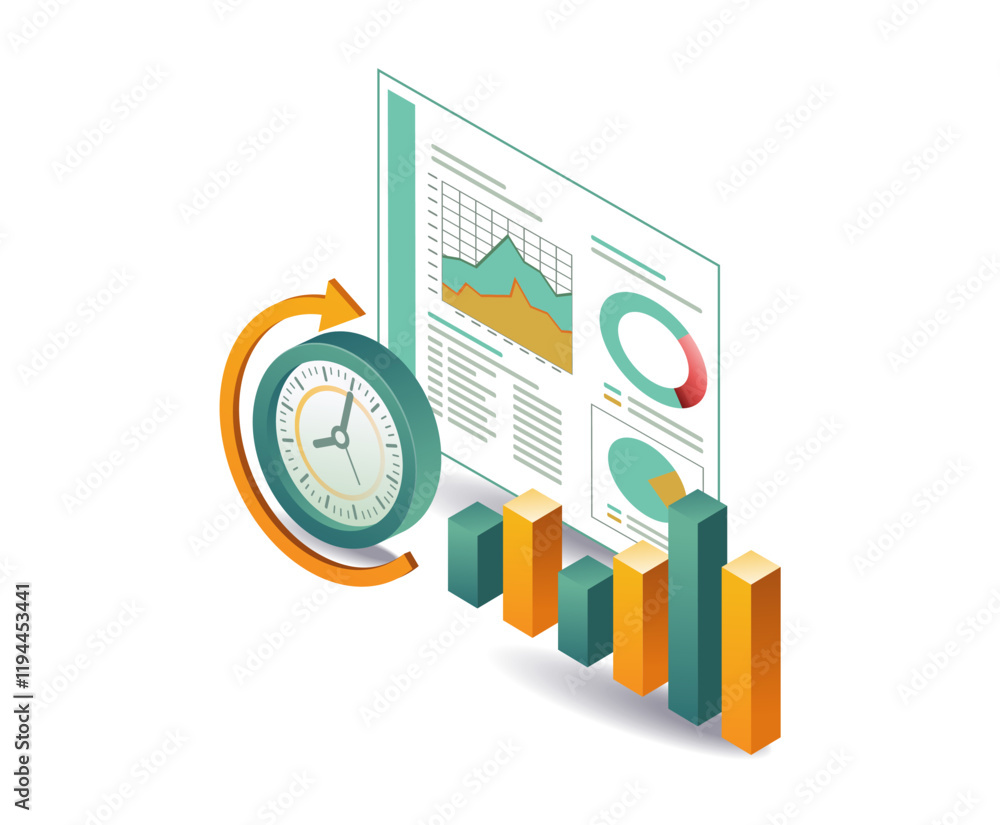 Poster business graph analysis data monitor screen