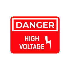 Danger high voltage on transparent background