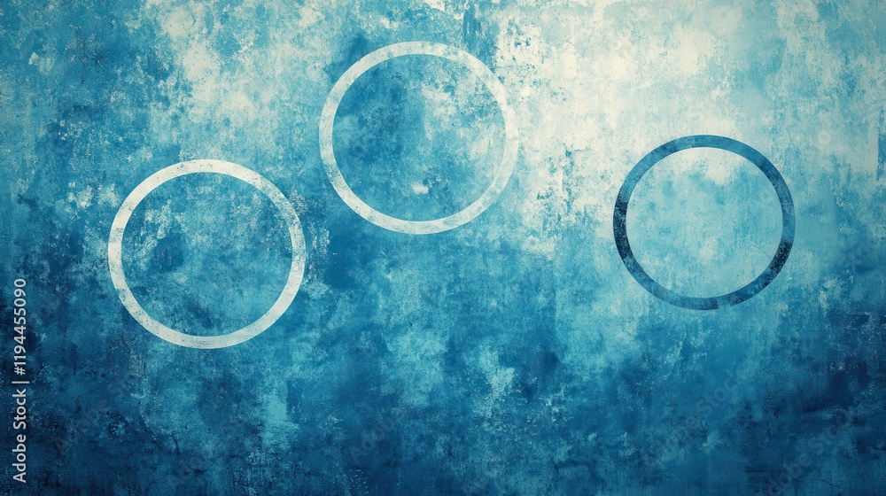 Poster abstract blue circle pattern on textured background