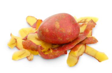 Fresh potato and peels