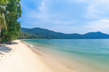 Serene Tropical Beach Paradise Idyllic Island Getaway Calm Ocean Waves White Sand