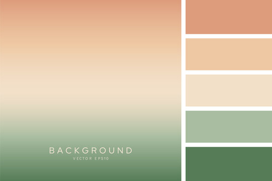 Soft mint green and light brown terracotta beige gradient background with color palette