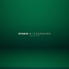Christmas green room gradient background with space for products display, vector illustration 