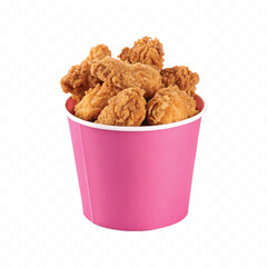 abstract 3d  Paper bucket of fried chicken in different colour style white background	

