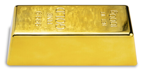 Gold bar isolated on white background. Gold bullion isolated on white background With clipping path,